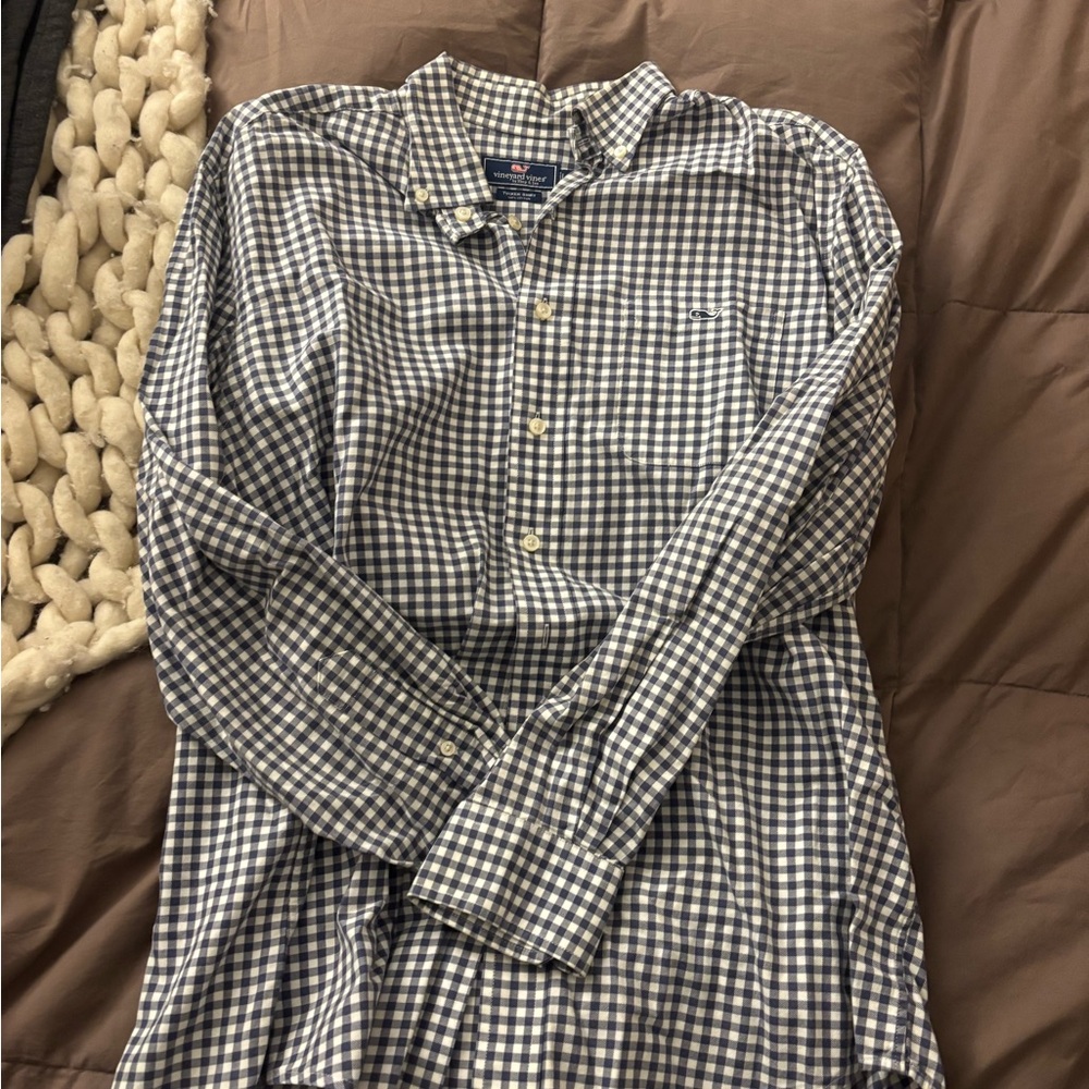 Vineyard Vines Navy Gingham Button Down Shirt